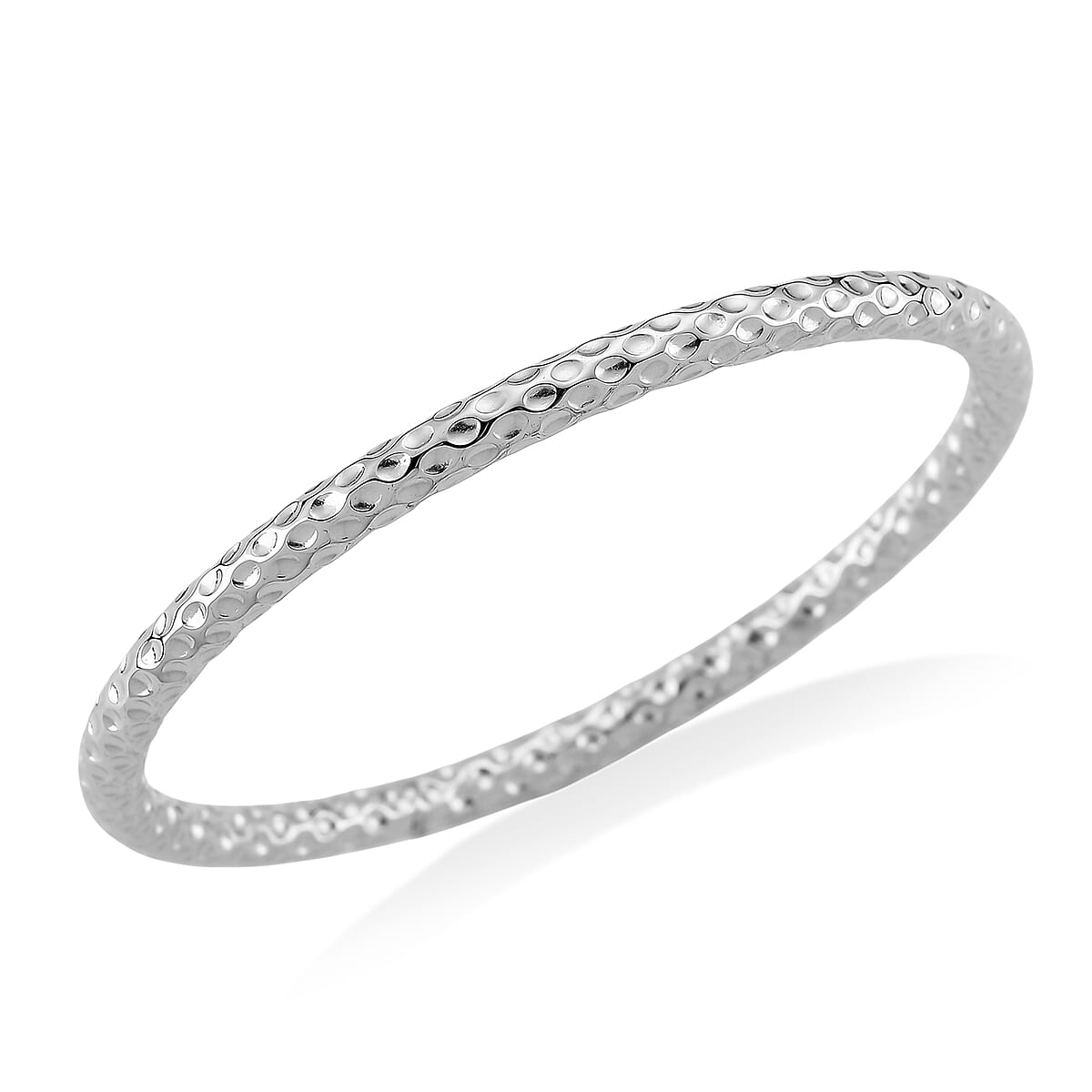 Diamond-cut Bangle Bracelet in Stainless Steel (8.0 In) image number 2
