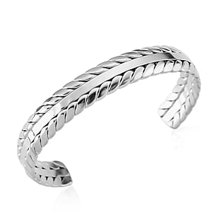 Diamond Cut Cuff Bracelet in Stainless Steel (7.0 In)