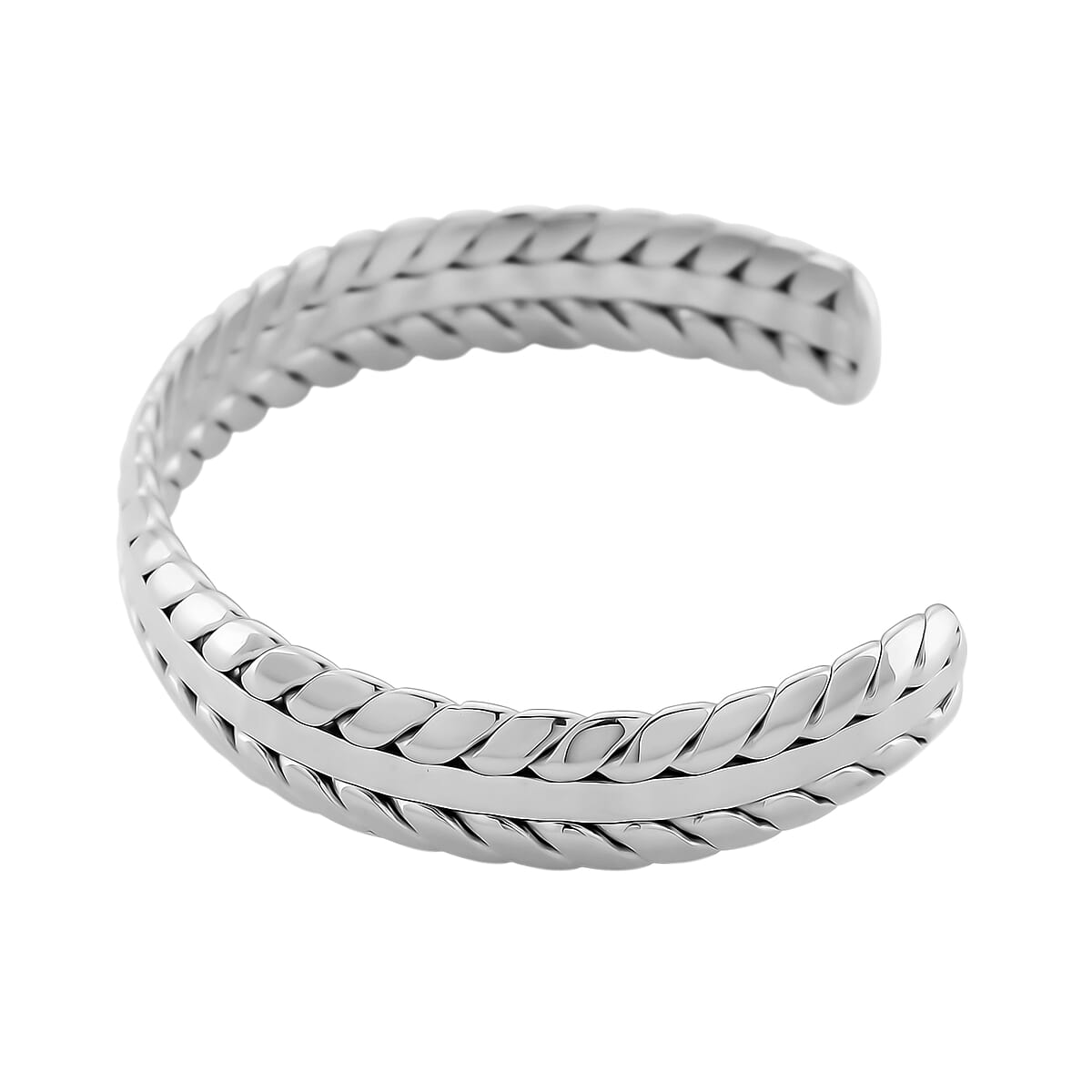 Diamond Cut Cuff Bracelet in Stainless Steel (7.0 In) image number 3