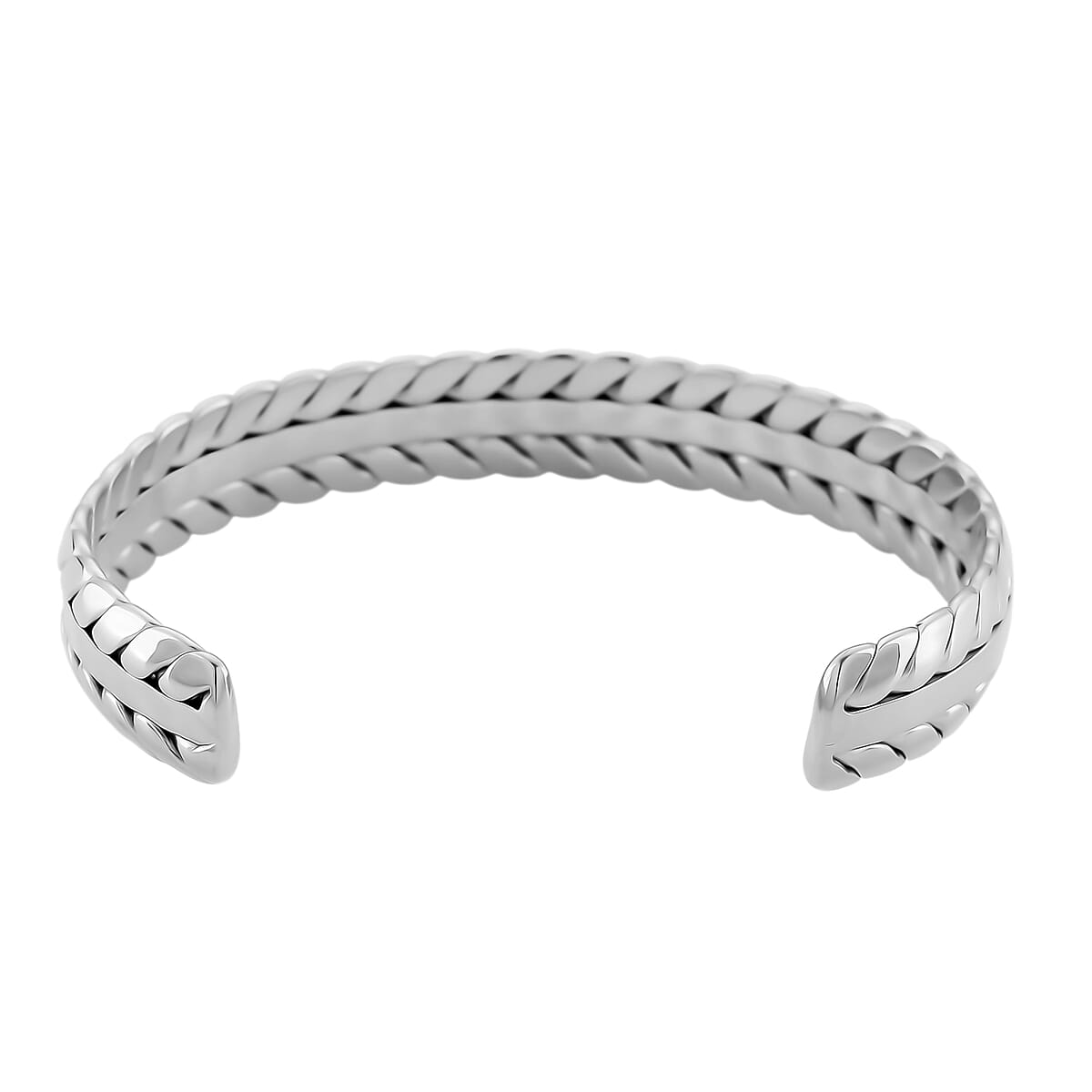 Diamond Cut Cuff Bracelet in Stainless Steel (7.0 In) image number 4