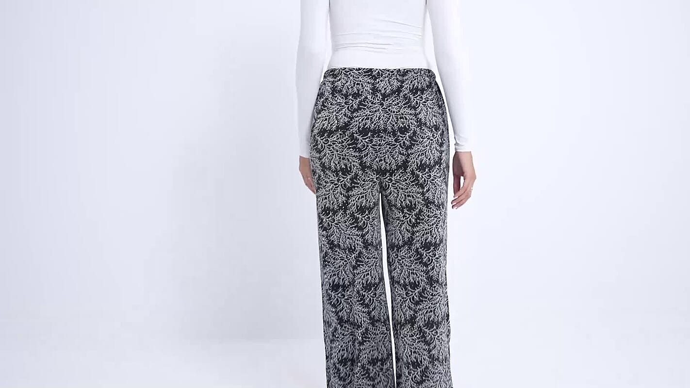 Tamsy Silver Printed Pajama with Crystal Waist - One Size Fits Most