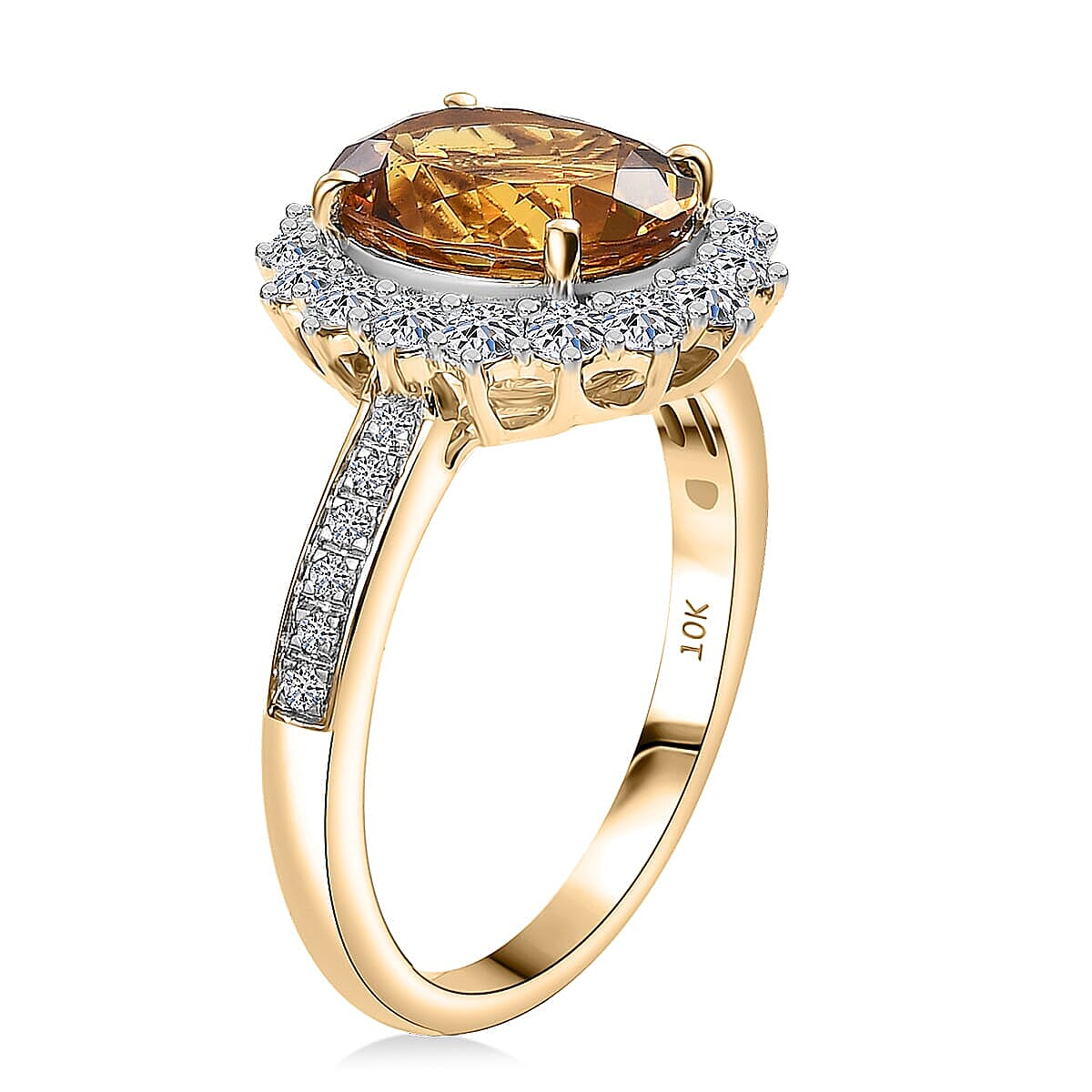 Certified & Appraised AAA Brazilian Heliodor and Luxuriant Lab Grown Diamond G-H SI 3.00 ctw Ring in 10K Yellow Gold (Size 11.0) image number 3