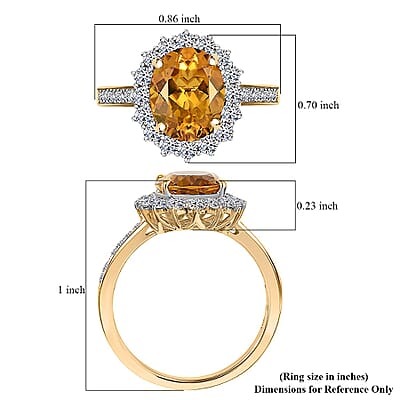 Certified & Appraised AAA Brazilian Heliodor and Luxuriant Lab Grown Diamond G-H SI 3.00 ctw Ring in 10K Yellow Gold (Size 12.0)