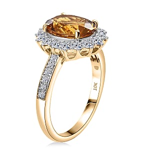 Certified & Appraised AAA Brazilian Heliodor and Luxuriant Lab Grown Diamond G-H SI 3.00 ctw Ring in 10K Yellow Gold (Size 6.0)