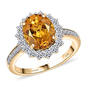 Certified & Appraised AAA Brazilian Heliodor and Luxuriant Lab Grown Diamond G-H SI 3.00 ctw Ring in 10K Yellow Gold (Size 8.0)