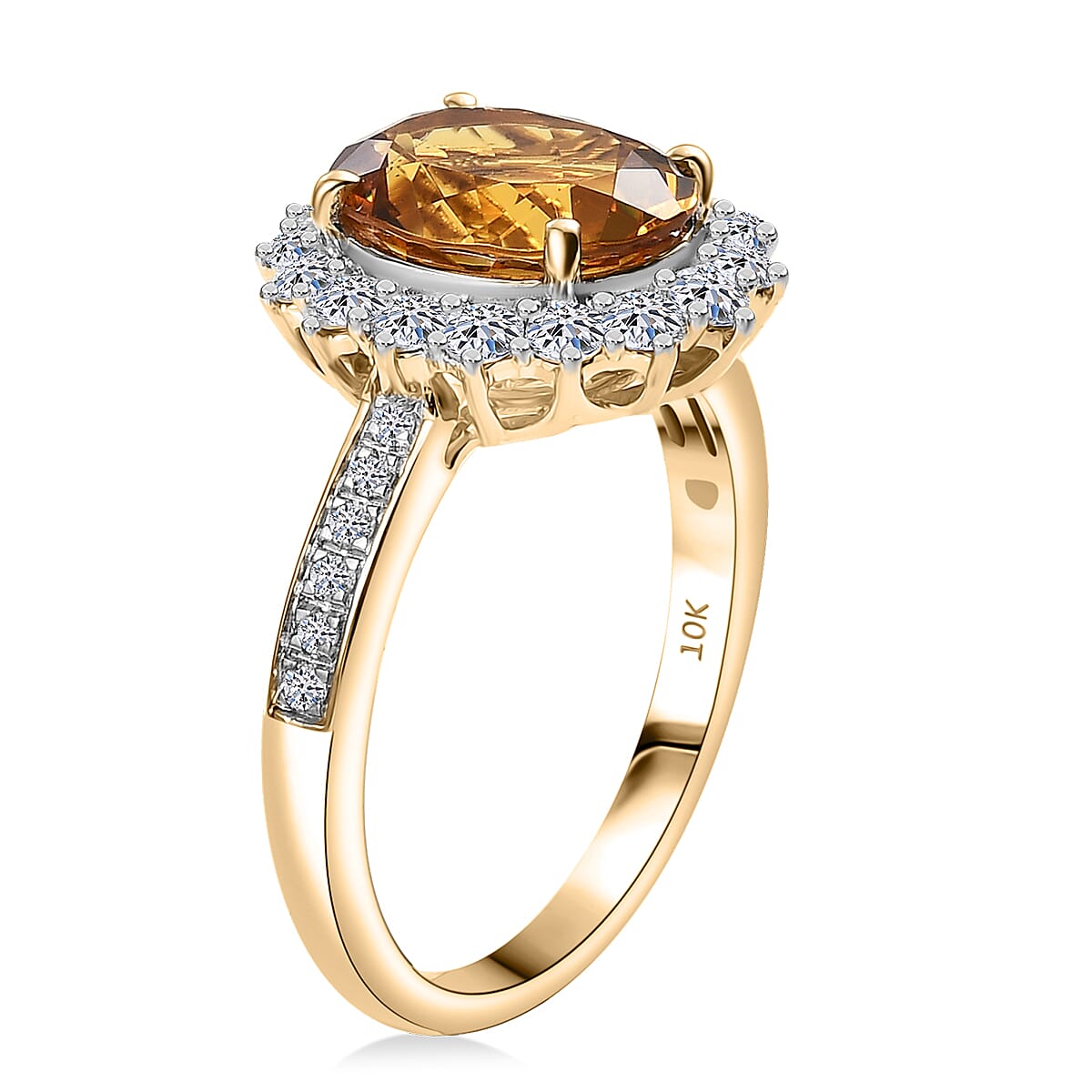 Certified & Appraised AAA Brazilian Heliodor and Luxuriant Lab Grown Diamond G-H SI 3.00 ctw Ring in 10K Yellow Gold (Size 8.0) image number 3