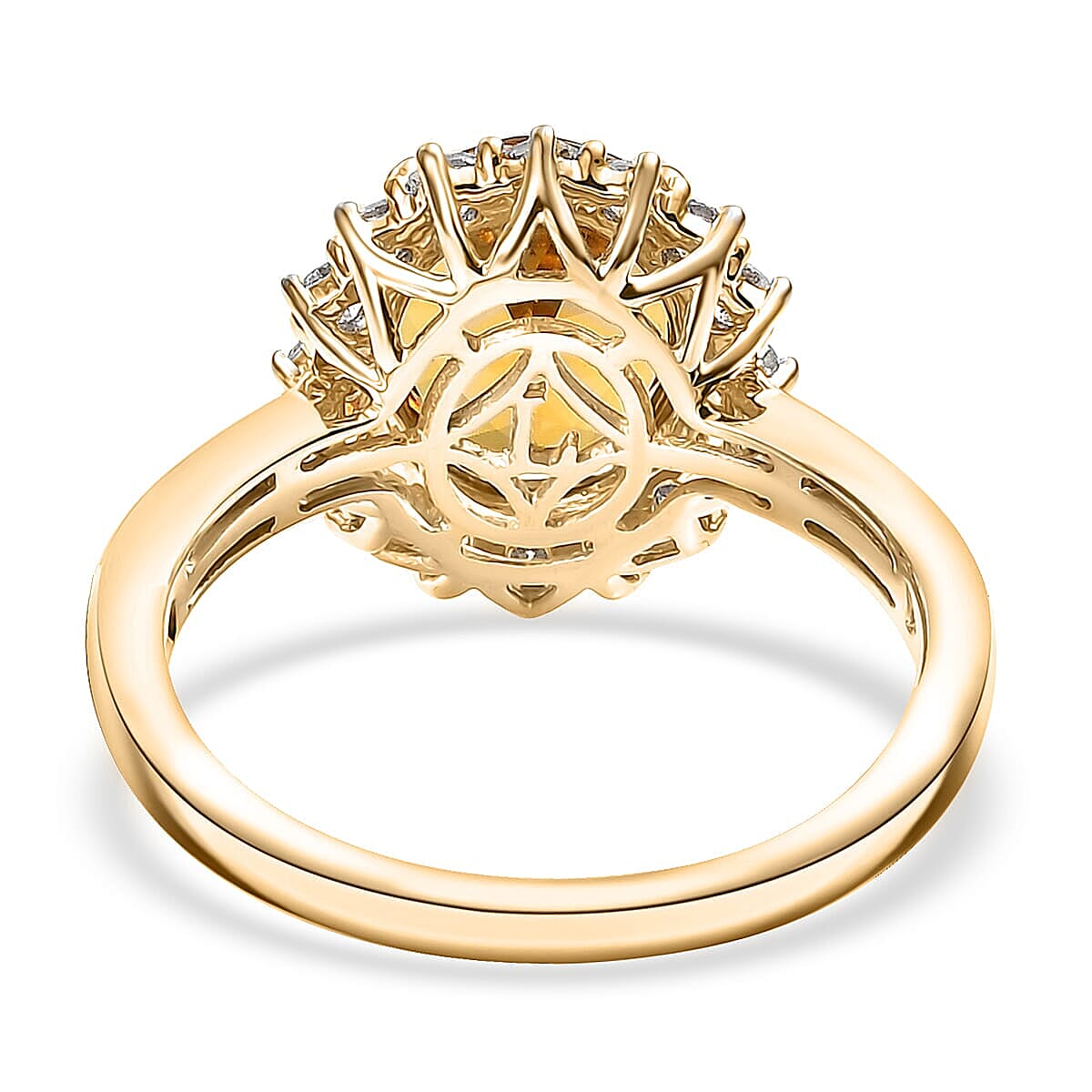 Certified & Appraised AAA Brazilian Heliodor and Luxuriant Lab Grown Diamond G-H SI 3.00 ctw Ring in 10K Yellow Gold (Size 9.5) image number 4