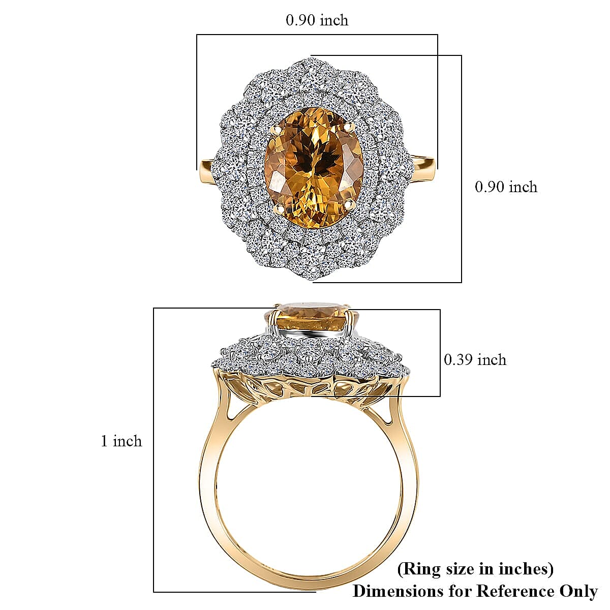Certified & Appraised 10K Yellow Gold AAA Brazilian Heliodor, Luxuriant Lab Grown Diamond (G-H, SI) Ring (Size 11.5) 4.65 ctw image number 5