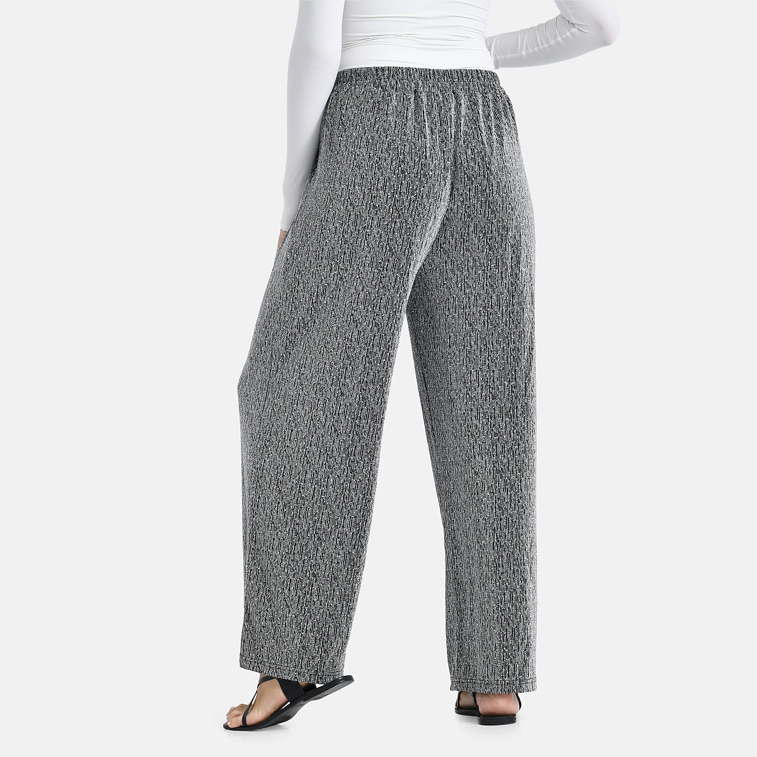 Tamsy Silver Lurex Sparkly Sequins, Print Pants - One Size fits Most