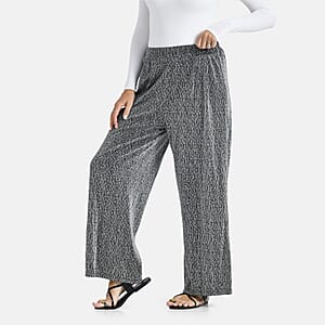 Doorbuster Tamsy Silver Lurex Sparkly Sequins, Print Pant- One Size fits Most