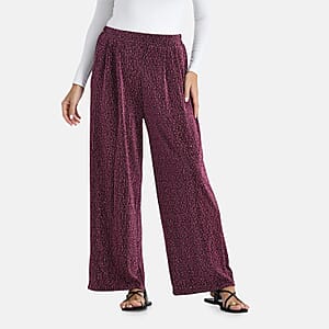 Doorbuster Tamsy Purple Lurex Sparkly Sequins, Print Pant- One Size fits Most