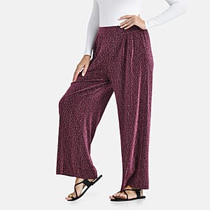  Tamsy Purple Lurex Sparkly Sequins, Print Pant- One Size fits Most