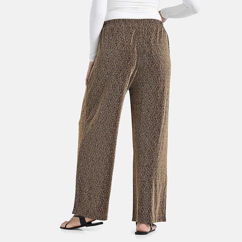 Tamsy Rose Gold Lurex Sparkly Sequins, Print Pants - One Size fits Most