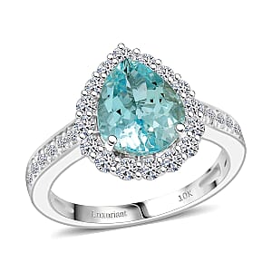 Certified & Appraised AAA Espirito Aquamarine and Luxuriant Lab Grown Diamond G-H SI 2.60 ctw Ring in 10K White Gold (Size 10.0)
