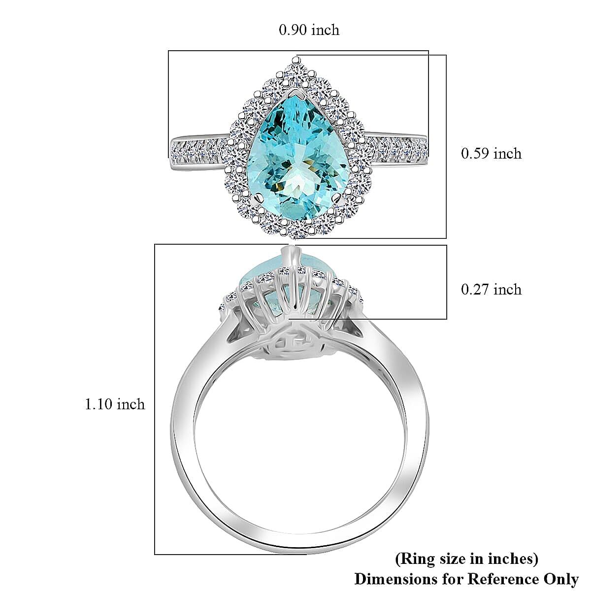 Certified & Appraised AAA Espirito Aquamarine and Luxuriant Lab Grown Diamond G-H SI 2.60 ctw Ring in 10K White Gold (Size 10.0) image number 5