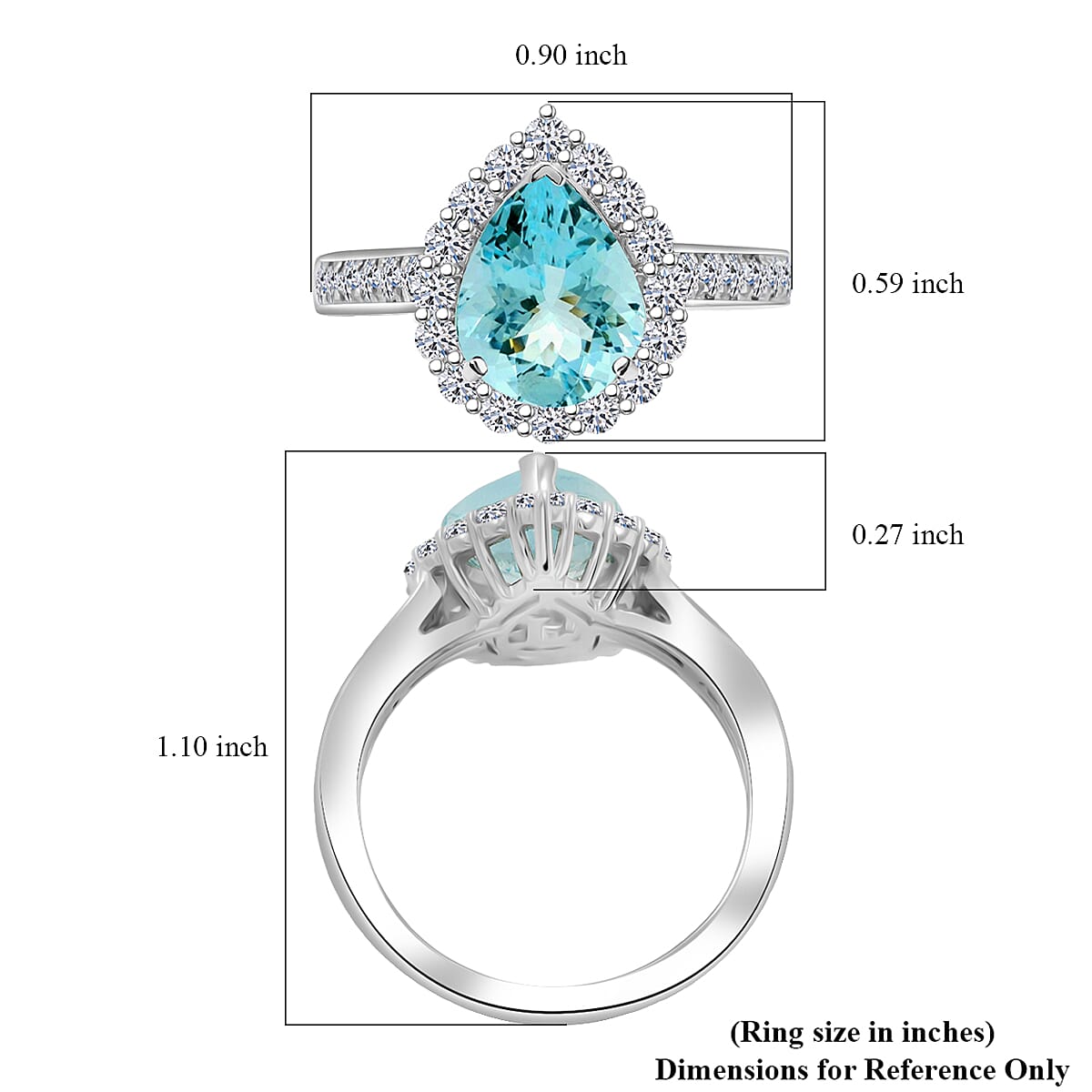 Certified & Appraised AAA Espirito Aquamarine and Luxuriant Lab Grown Diamond G-H SI 2.60 ctw Ring in 10K White Gold (Size 6.0) image number 5