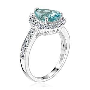 Certified & Appraised AAA Espirito Aquamarine and Luxuriant Lab Grown Diamond G-H SI 2.60 ctw Ring in 10K White Gold (Size 7.0)