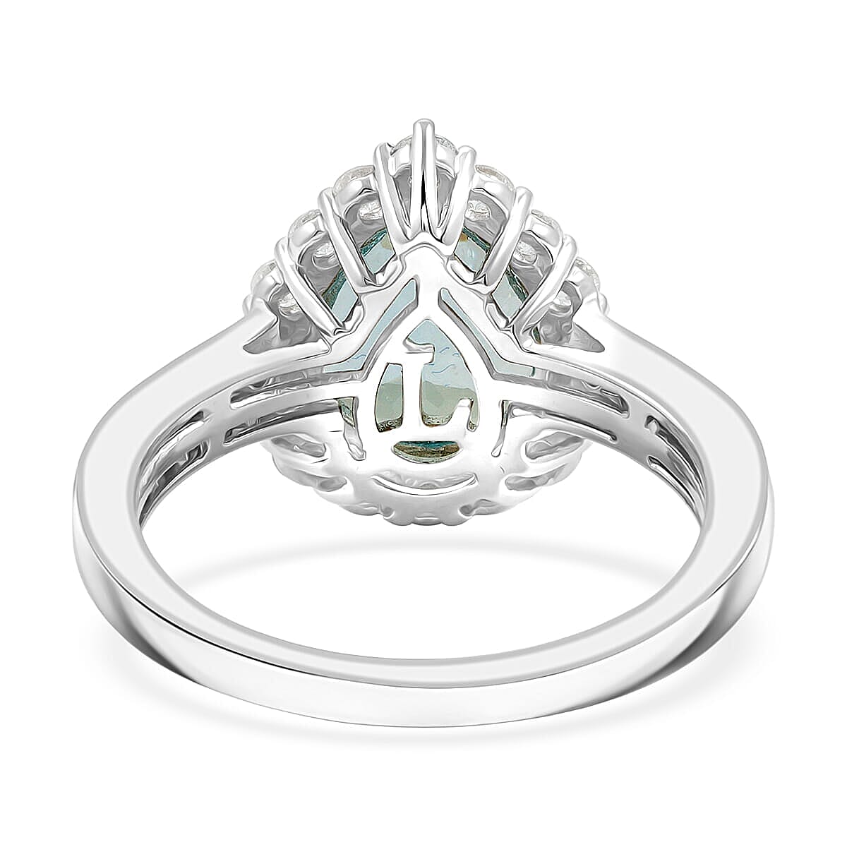 Certified & Appraised 10K White Gold AAA Espirito Aquamarine, Luxuriant Lab Grown Diamond (G-H, SI) Ring (Size 7.5) 2.60 ctw image number 4