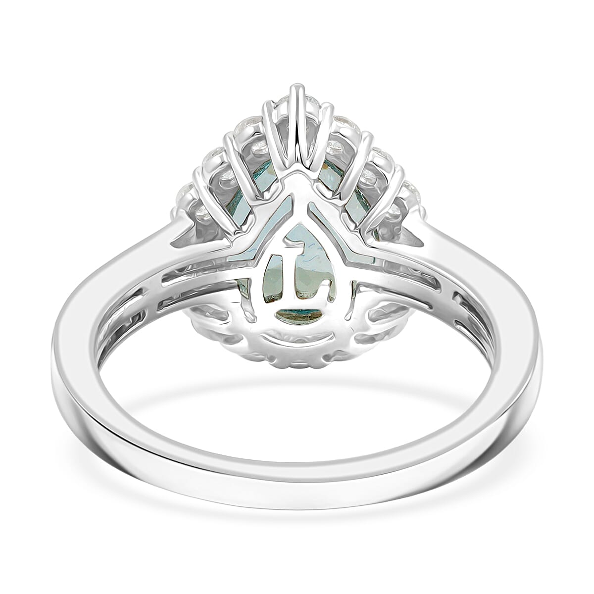 Certified & Appraised AAA Espirito Aquamarine and Luxuriant Lab Grown Diamond G-H SI 2.60 ctw Ring in 10K White Gold (Size 9.0) image number 4