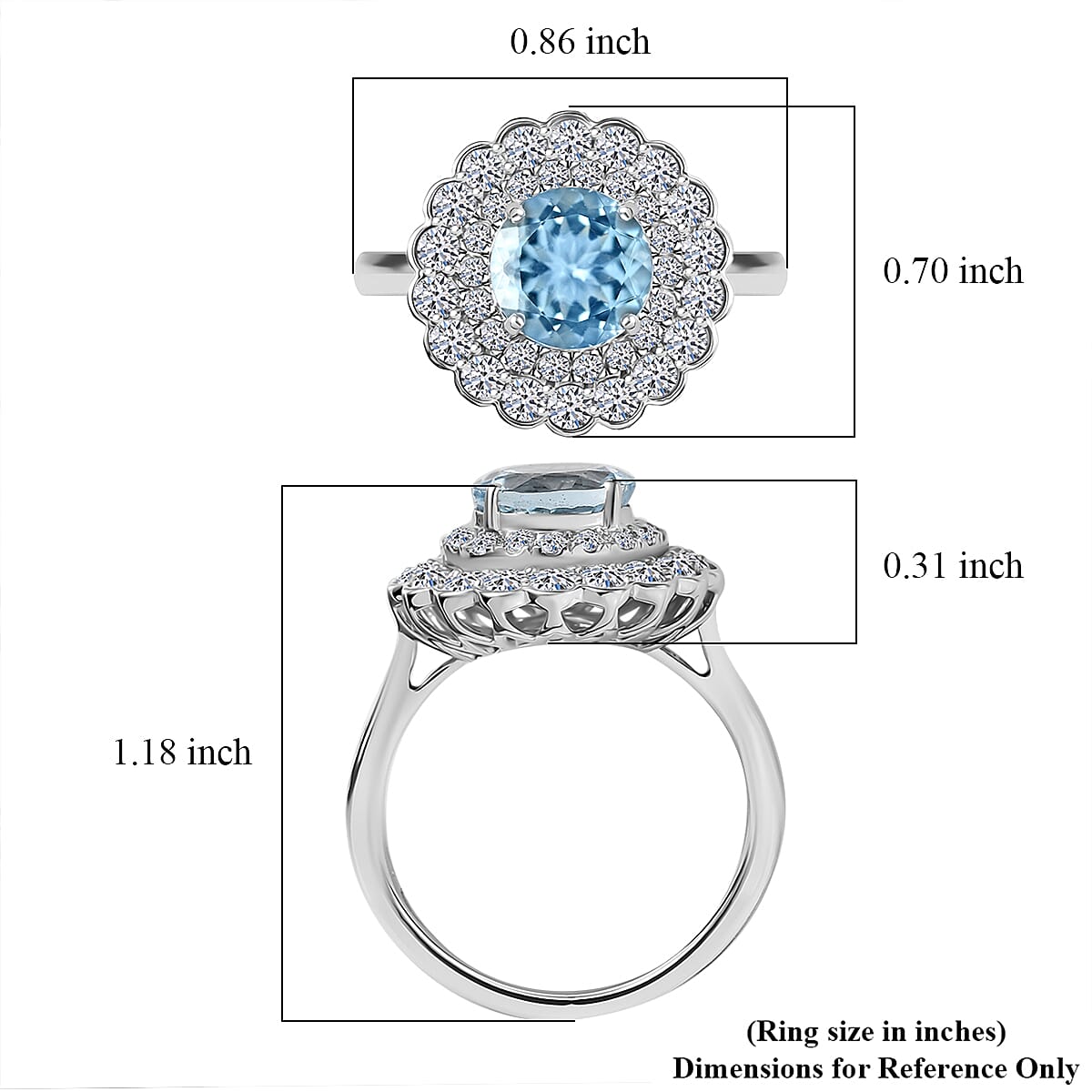 AAA Mangoro Aquamarine and Luxuriant Lab Grown Diamond SI 2.90 ctw Ring in 10K White Gold (Size 10.0) image number 5