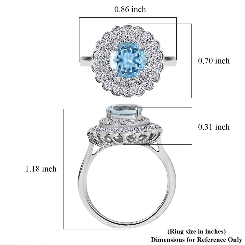 AAA Mangoro Aquamarine, Lab Grown Diamond Ring in 10K White Gold 2.90 ctw (Size 10.0)