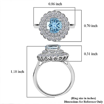 AAA Mangoro Aquamarine, Lab Grown Diamond Ring in 10K White Gold 2.90 ctw (Size 12.0)