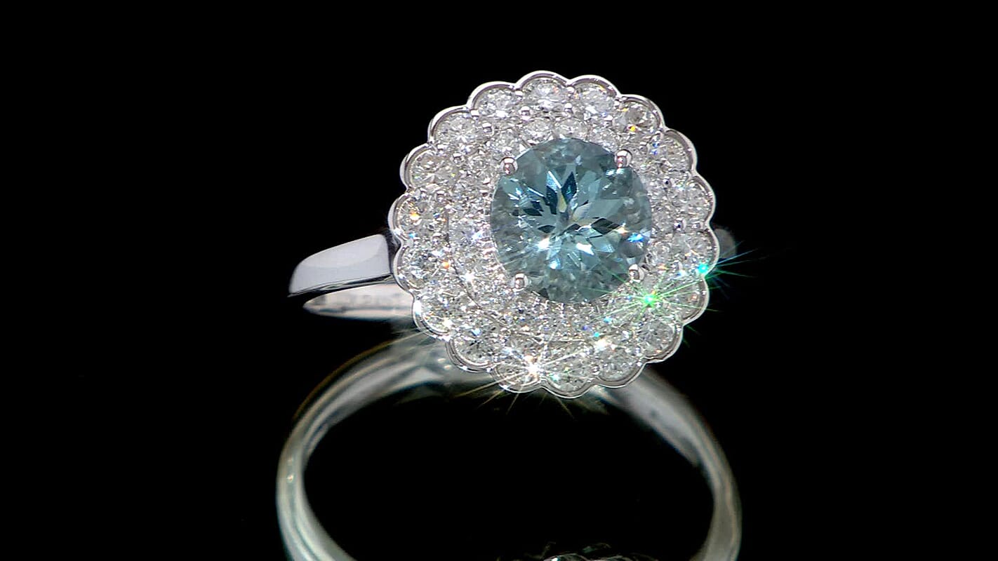 AAA Mangoro Aquamarine and Luxuriant Lab Grown Diamond SI 2.90 ctw Ring in 10K White Gold