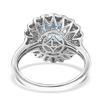 AAA Mangoro Aquamarine and Luxuriant Lab Grown Diamond SI 2.90 ctw Ring in 10K White Gold (Size 7.0)