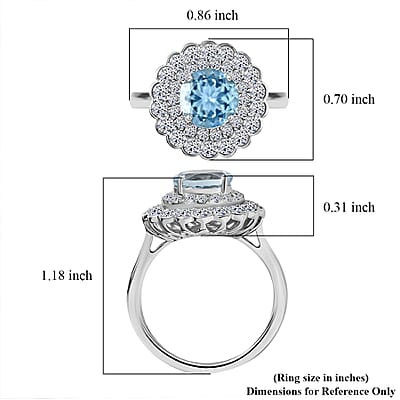AAA Mangoro Aquamarine and Luxuriant Lab Grown Diamond SI 2.90 ctw Ring in 10K White Gold (Size 7.0)