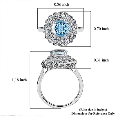 AAA Mangoro Aquamarine, Lab Grown Diamond Ring in 10K White Gold 2.90 ctw (Size 8.0)