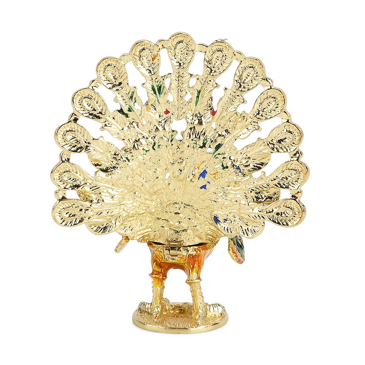 Livmore Multi Color Crystal, Enameled Peacock Trinket Box in Goldtone image number 2