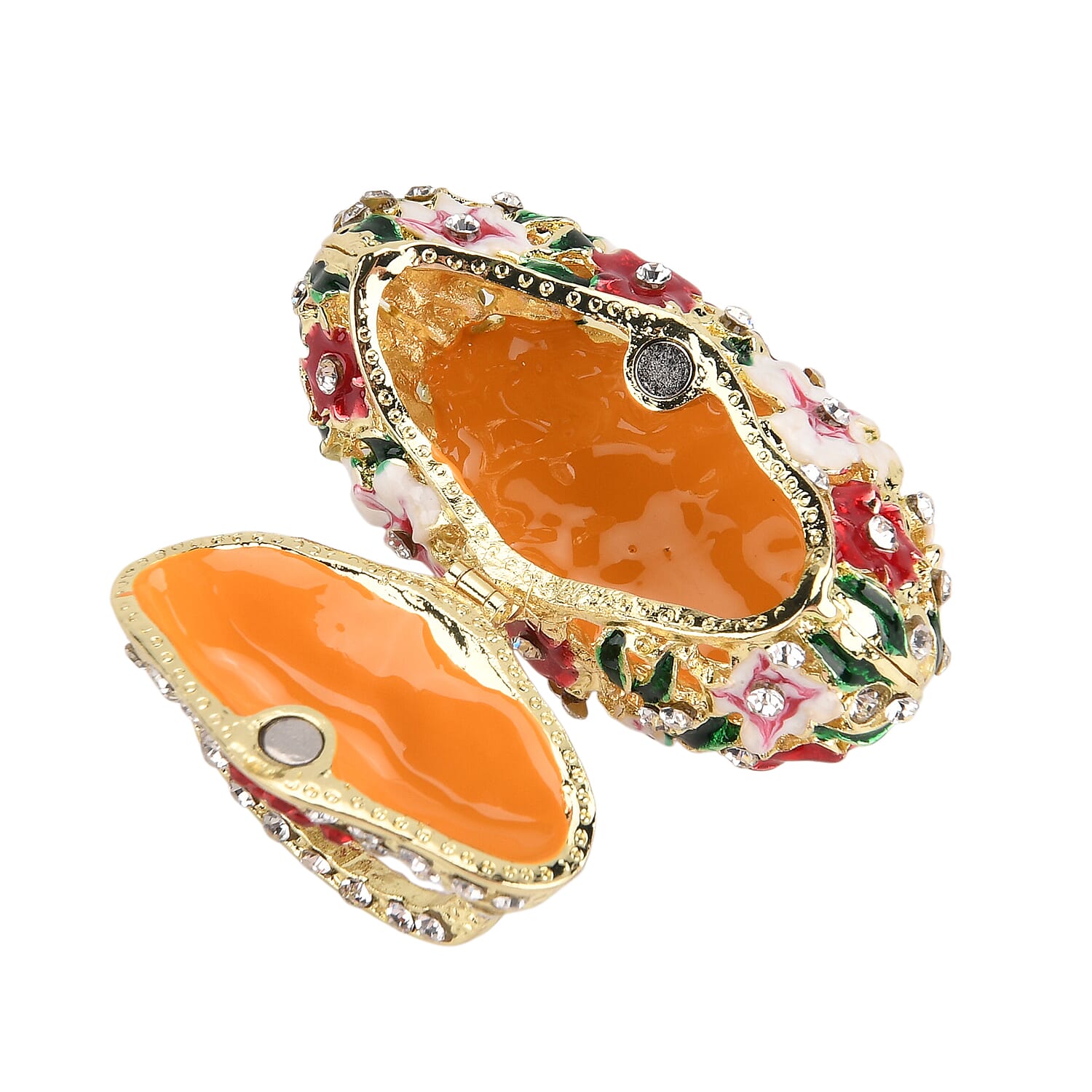 Livmore Multi Color Crystal, Enameled Purse Trinket Box in Goldtone