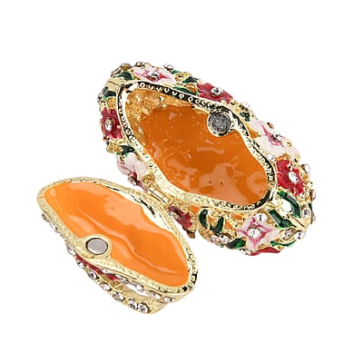 Livmore Multi Color Crystal, Enameled Purse Trinket Box in Goldtone