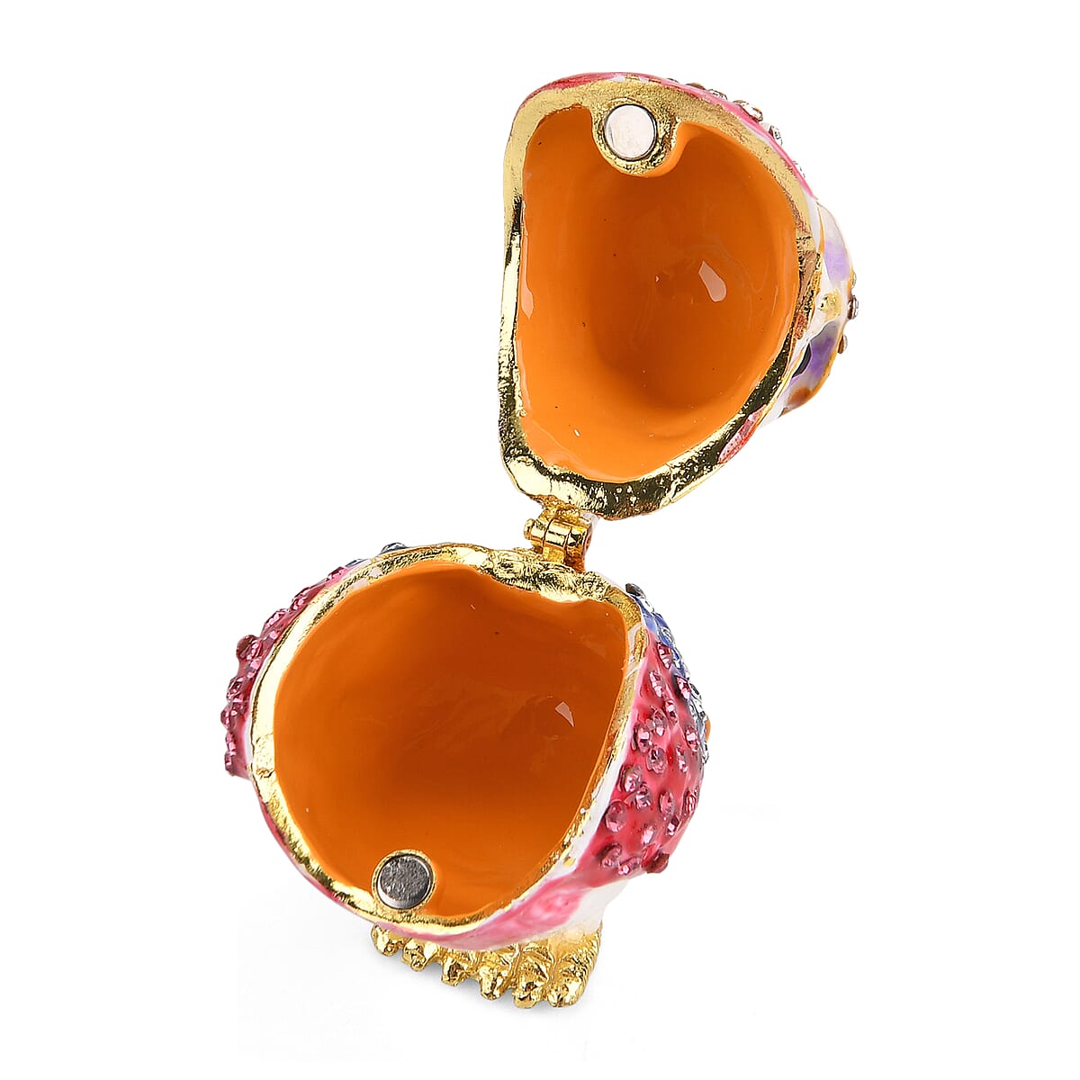 Livmore Multi Color Crystal, Enameled Owl Trinket Box in Goldtone image number 4