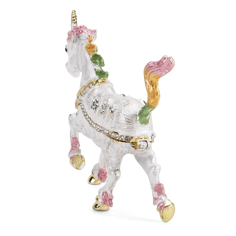 Livmore Multi Color Crystal, Enameled Horse Trinket Box in Goldtone