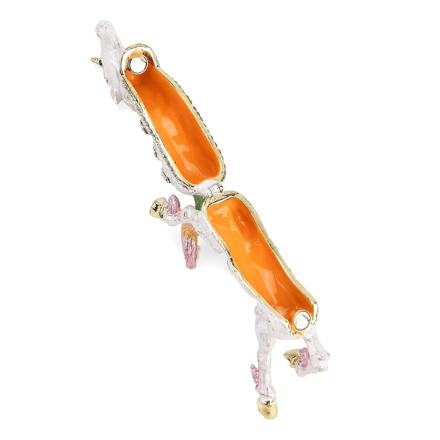Livmore Multi Color Crystal, Enameled Horse Trinket Box in Goldtone