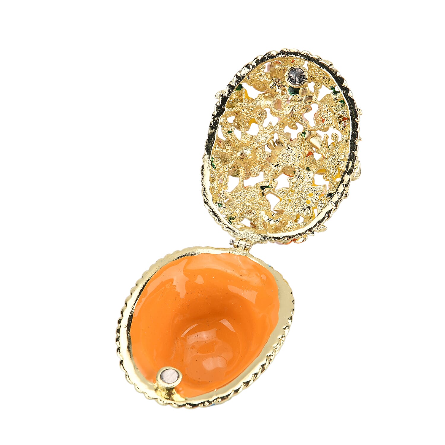 Livmore Multi Color Crystal, Enameled Flower Basket Trinket Box in Goldtone
