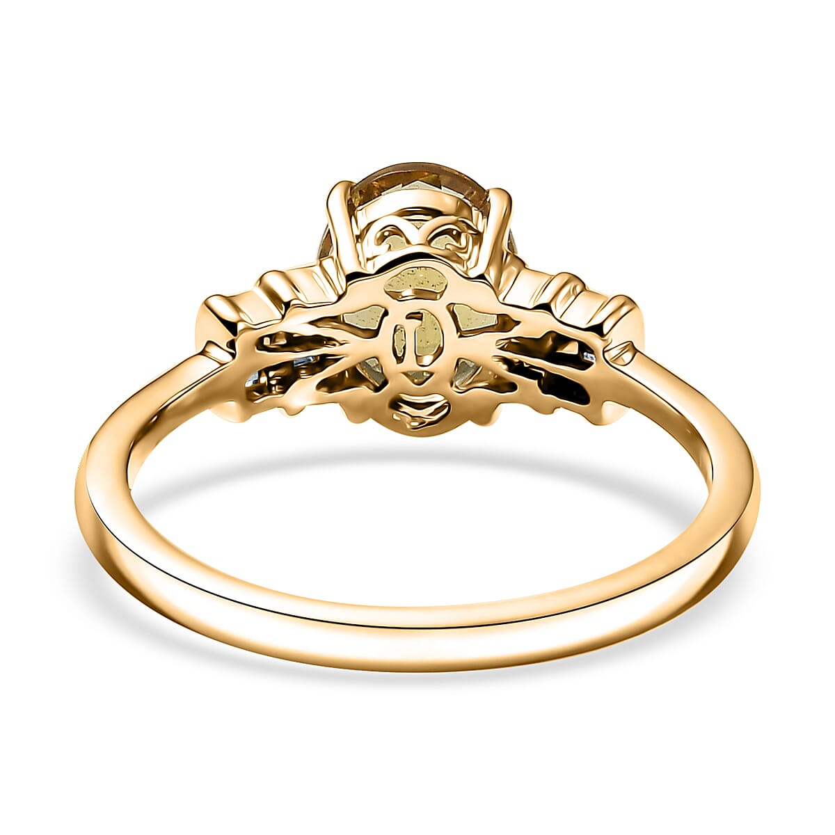 AAA Brazilian Heliodor and Luxuriant Lab Grown Diamond VS 1.80 ctw Empire Gleam Ring in 10K Yellow Gold (Size 6.0) image number 4