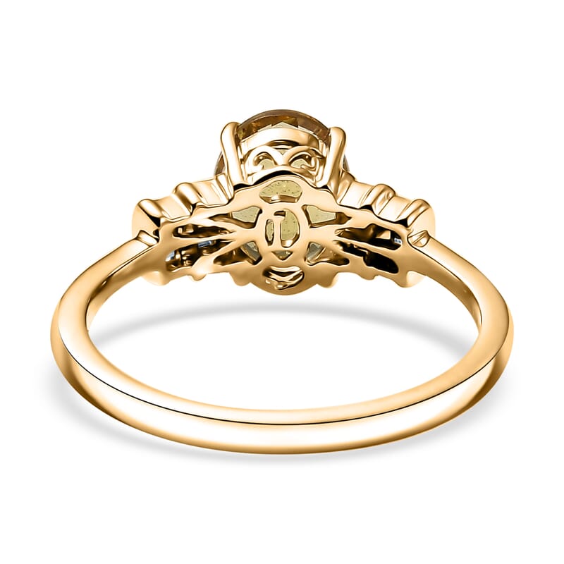 AAA Brazilian Heliodor and Luxuriant Lab Grown Diamond VS 1.80 ctw Empire Gleam Ring in 10K Yellow Gold (Size 8.0)