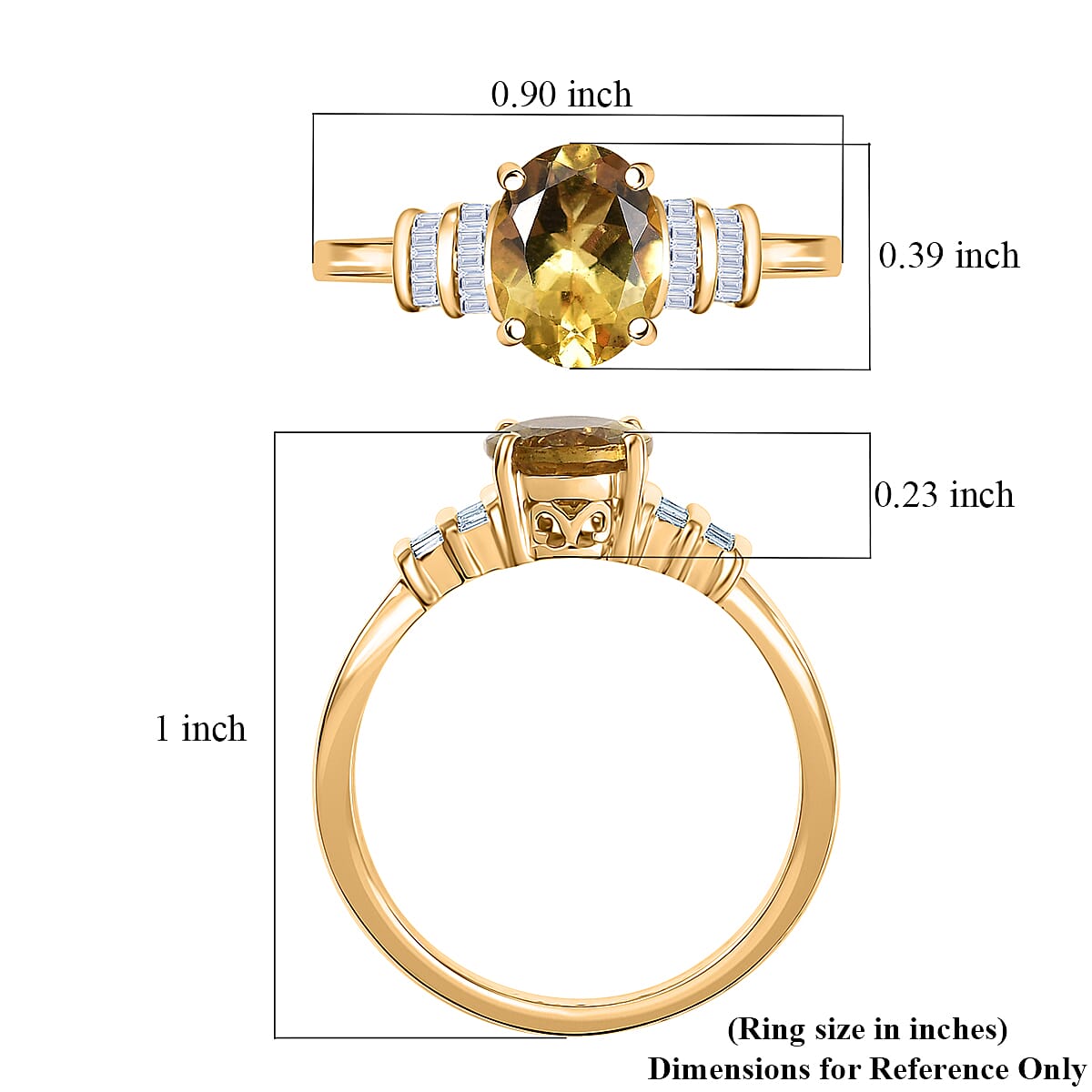 AAA Brazilian Heliodor and Luxuriant Lab Grown Diamond VS 1.80 ctw Empire Gleam Ring in 10K Yellow Gold (Size 9.0) image number 5