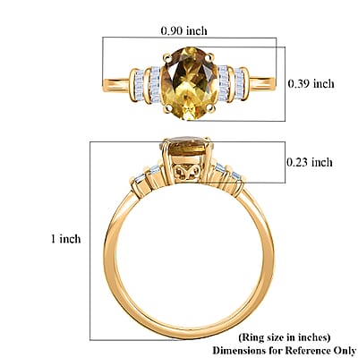 AAA Brazilian Heliodor and Luxuriant Lab Grown Diamond VS 1.80 ctw Empire Gleam Ring in 10K Yellow Gold (Size 9.0)