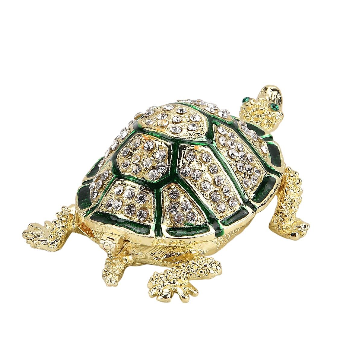 Livmore Multi Color Crystal, Enameled Turtle Trinket Box in Goldtone image number 2