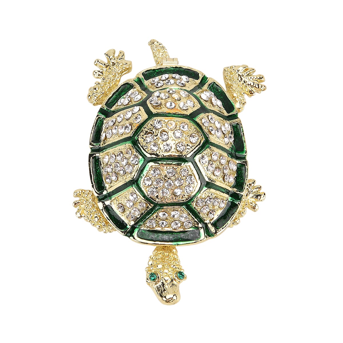 Livmore Multi Color Crystal, Enameled Turtle Trinket Box in Goldtone image number 3