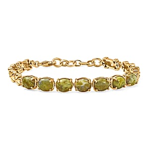 EverTrue Connemara Marble 9.35 ctw Irish Blessing Clover Leaf Bracelet in 18K YG Plated (8.00 In)