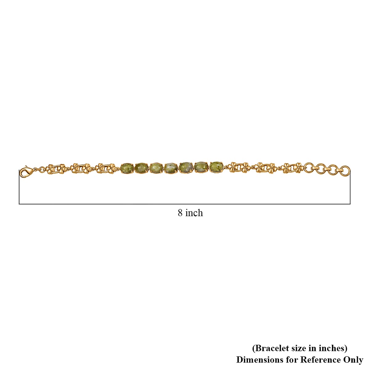 EverTrue Connemara Marble 9.35 ctw Irish Blessing Clover Leaf Bracelet in 18K YG Plated (8.00 In) image number 4