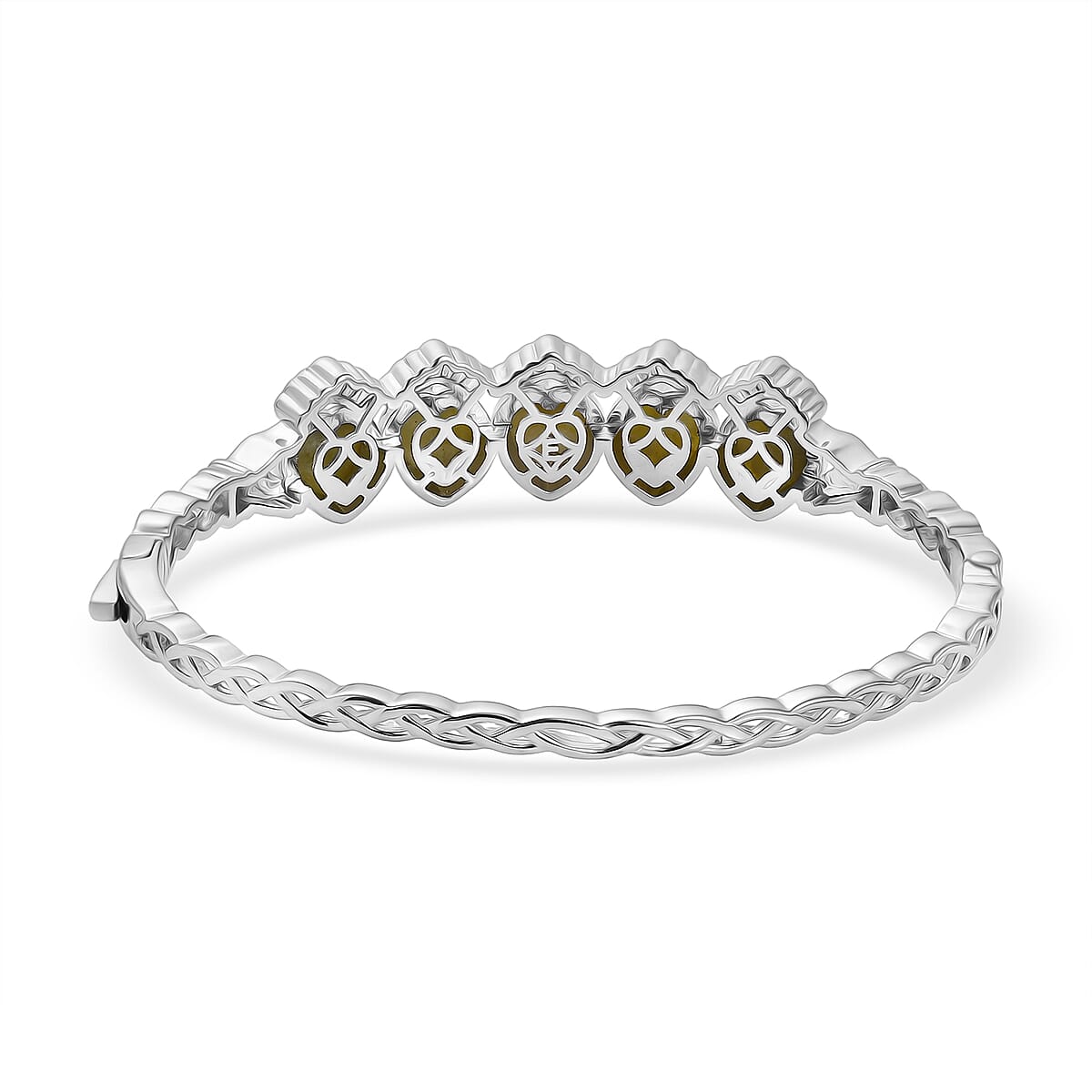 EverTrue Connemara Marble 14.65 ctw Guardian Claddagh Bangle Bracelet in Platinum Bond (8.00 In) image number 4
