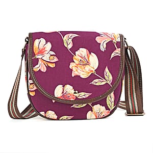 Tamsy Purple Eye Catching Floral Print Cotton Sling Bag with Magnetic Flap Clouser
