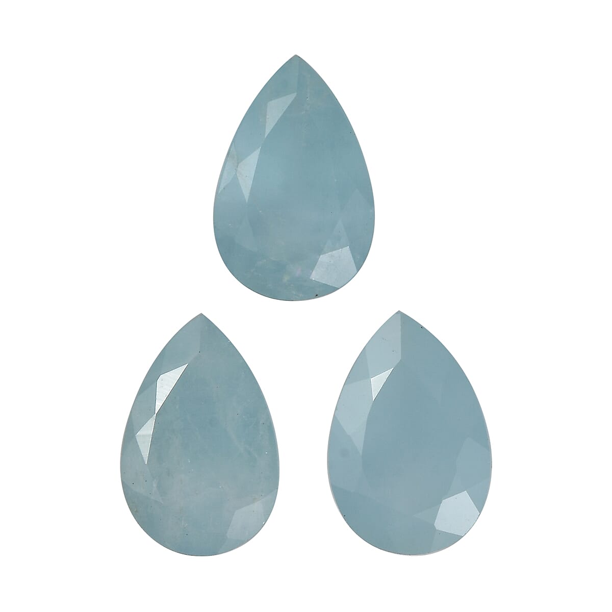 Milky Aquamarine Set of 3 (Pear 9x6 mm) 3.32 ctw Loose Gemstone image number 0