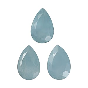 Milky Aquamarine Set of 3 (Pear 9x6 mm) 3.32 ctw Loose Gemstone