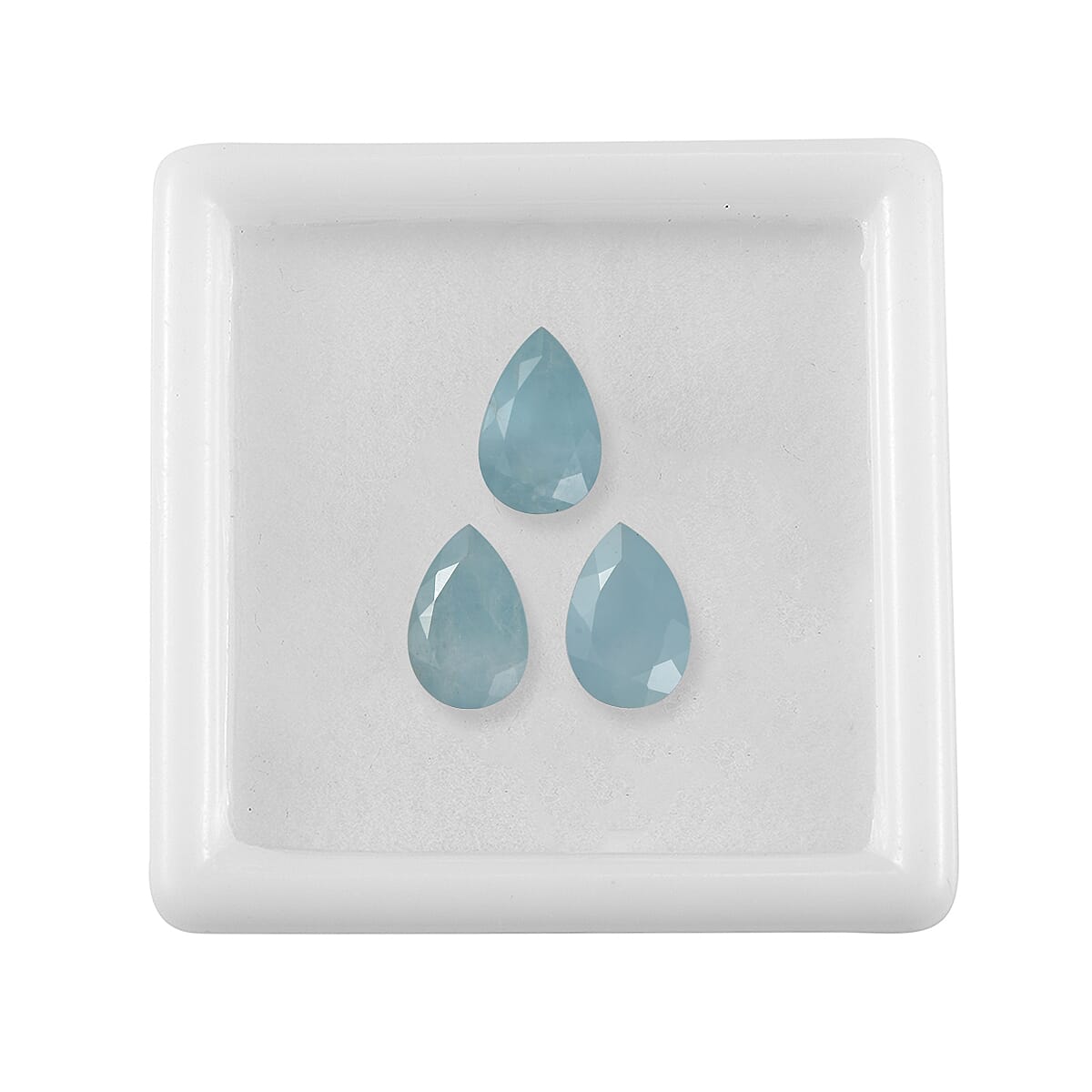 Milky Aquamarine Set of 3 (Pear 9x6 mm) 3.32 ctw Loose Gemstone image number 2